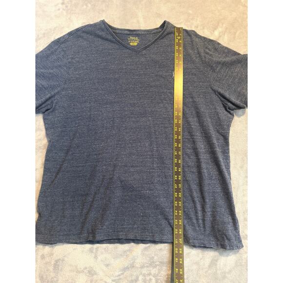 Polo Ralph Lauren Men Vneck Cotton Tshirt Size XL Heather Blue Classic Pony Logo - Picture 4 of 6